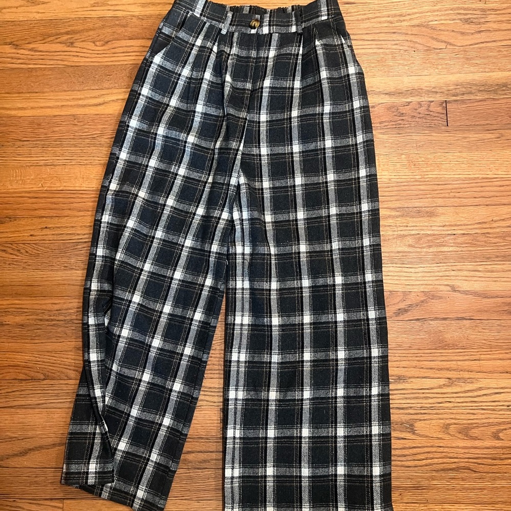 Rebel Road Black & White Plaid High-Waist Trousers